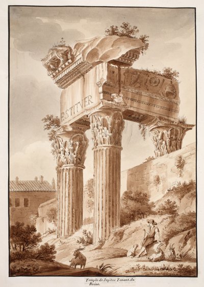 De Tempel van Jupiter Tonans, ruïnes, 1833 door Agostino Tofanelli